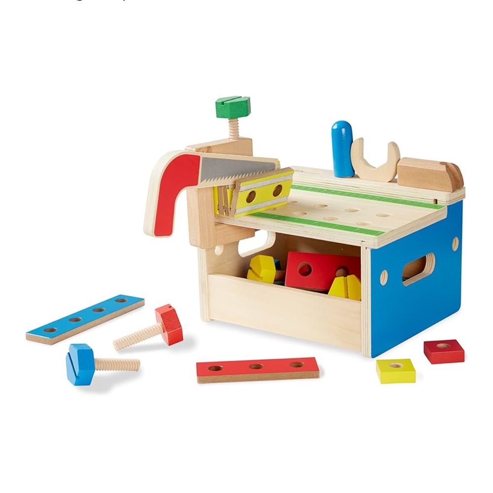 Melissa & Doug Hammer and Saw Tool Bench - Wooden Building Set (32 pcs)